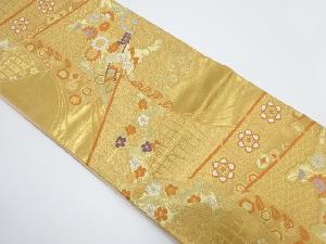 リサイクル　几帳に花車模様織り出し袋帯